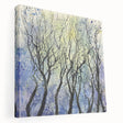Stretched canvas artwork showcasing vibrant abstract florals in a side view, highlighting the texture and depth of colors, perfect for modern home decor.
