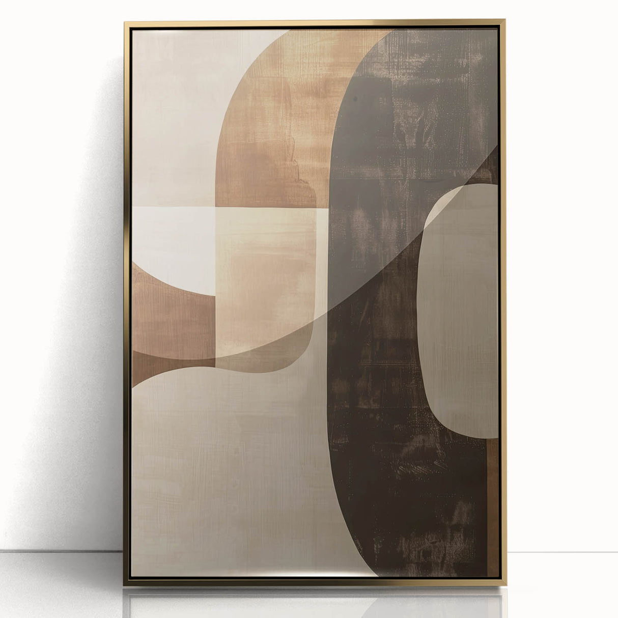 Abstract minimalist wall art featuring a gold-acrylic frame, showcasing a modern geometric design. Perfect for enhancing contemporary living spaces or offices.