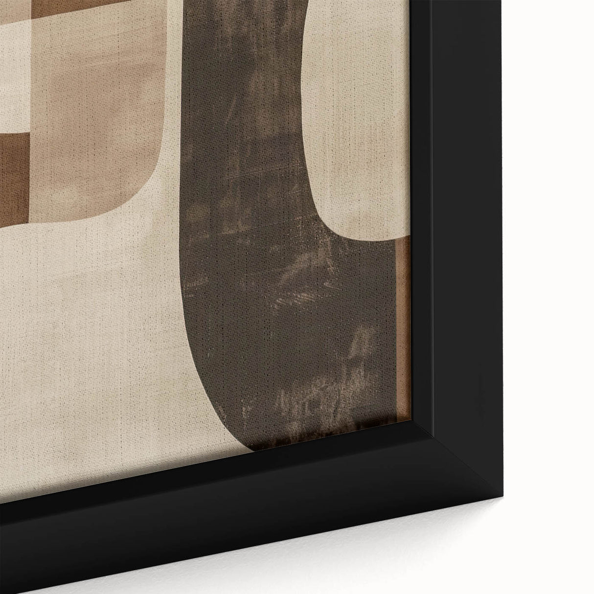 Close-up of a framed abstract minimalist wall art piece featuring soft pastel colors and geometric shapes, ideal for modern home decor and interior styling.