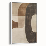 Framed canvas wall art showcasing an abstract minimalist design in soft white tones, elegantly presented from a side view, perfect for modern decor.