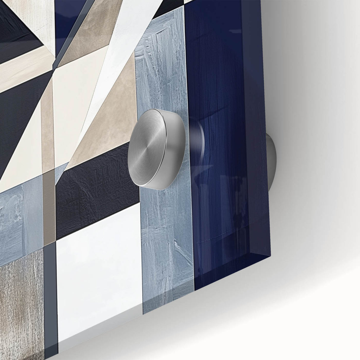 Geometric Abstract Wall Decor – Navy & Beige Modern Canvas Art