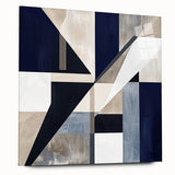Geometric Abstract Wall Decor – Navy & Beige Modern Canvas Art