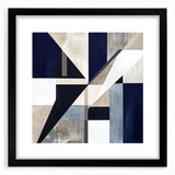 Geometric Abstract Wall Decor – Navy & Beige Modern Canvas Art