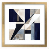 Geometric Abstract Wall Decor – Navy & Beige Modern Canvas Art
