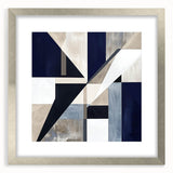 Geometric Abstract Wall Decor – Navy & Beige Modern Canvas Art