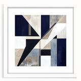 Geometric Abstract Wall Decor – Navy & Beige Modern Canvas Art