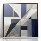 Geometric Abstract Wall Decor – Navy & Beige Modern Canvas Art