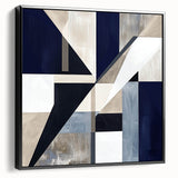 Geometric Abstract Wall Decor – Navy & Beige Modern Canvas Art