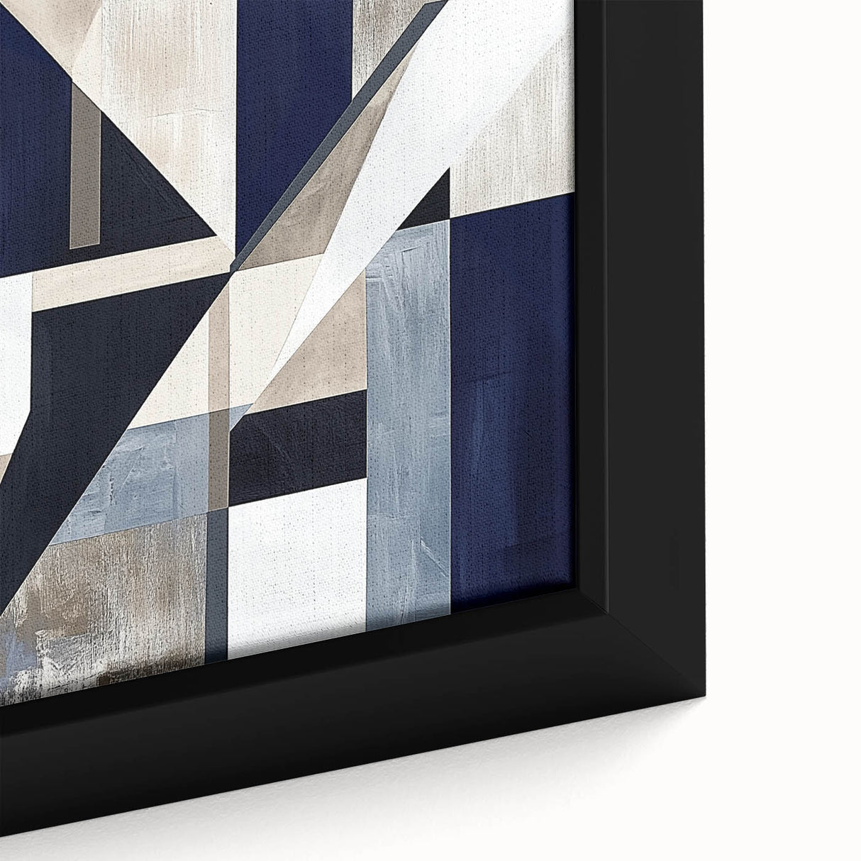 Geometric Abstract Wall Decor – Navy & Beige Modern Canvas Art