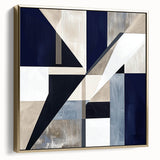 Geometric Abstract Wall Decor – Navy & Beige Modern Canvas Art