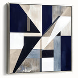 Geometric Abstract Wall Decor – Navy & Beige Modern Canvas Art