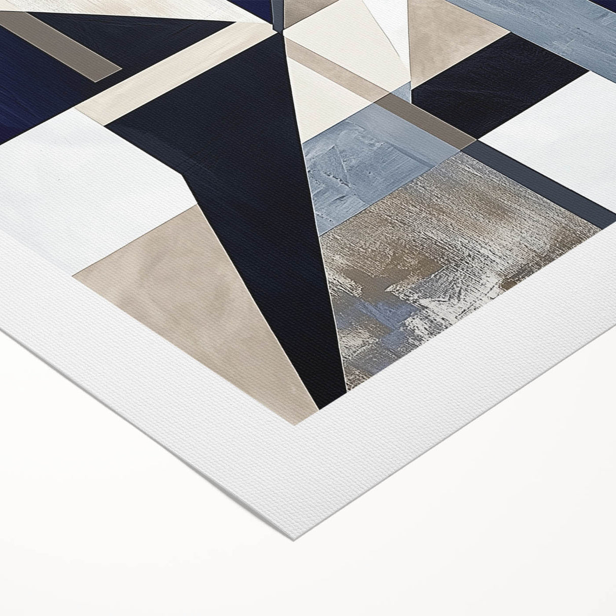 Geometric Abstract Wall Decor – Navy & Beige Modern Canvas Art