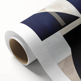 Geometric Abstract Wall Decor – Navy & Beige Modern Canvas Art
