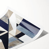 Geometric Abstract Wall Decor – Navy & Beige Modern Canvas Art