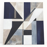 Geometric Abstract Wall Decor – Navy & Beige Modern Canvas Art