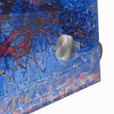 Bold Red Tree Wall Art - Vibrant Blue and Red Modern Nature Decor