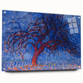 Bold Red Tree Wall Art - Vibrant Blue and Red Modern Nature Decor
