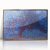 Bold Red Tree Wall Art - Vibrant Blue and Red Modern Nature Decor