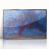 Bold Red Tree Wall Art - Vibrant Blue and Red Modern Nature Decor