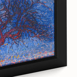 Bold Red Tree Wall Art - Vibrant Blue and Red Modern Nature Decor