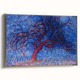Bold Red Tree Wall Art - Vibrant Blue and Red Modern Nature Decor
