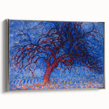 Bold Red Tree Wall Art - Vibrant Blue and Red Modern Nature Decor