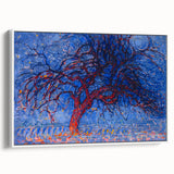 Bold Red Tree Wall Art - Vibrant Blue and Red Modern Nature Decor