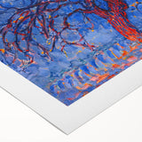 Bold Red Tree Wall Art - Vibrant Blue and Red Modern Nature Decor