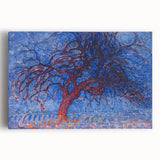 Bold Red Tree Wall Art - Vibrant Blue and Red Modern Nature Decor