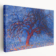 Bold Red Tree Wall Art - Vibrant Blue and Red Modern Nature Decor