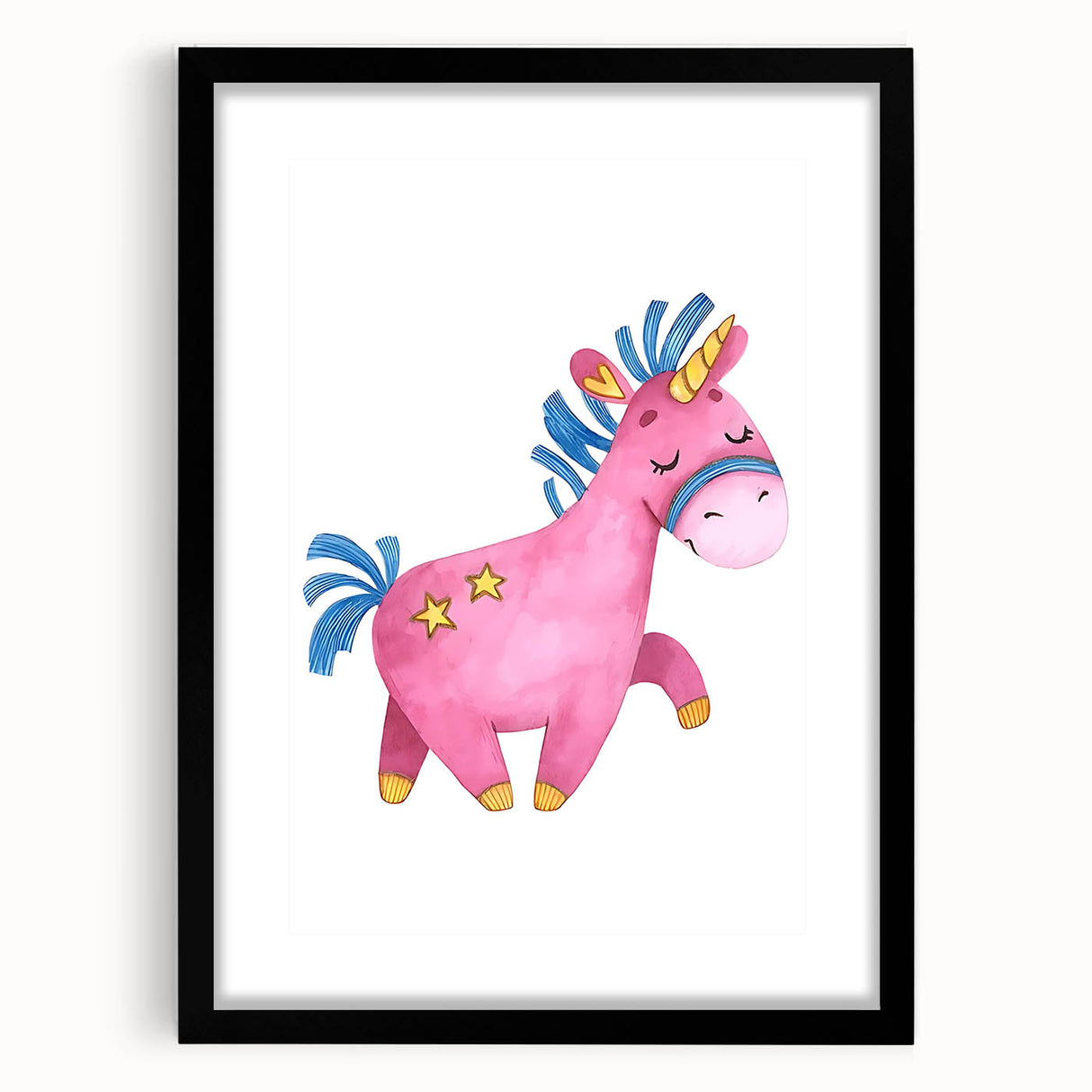 Magical Pink Unicorn Girls Room Wall Art - Fantasy Kids Decor