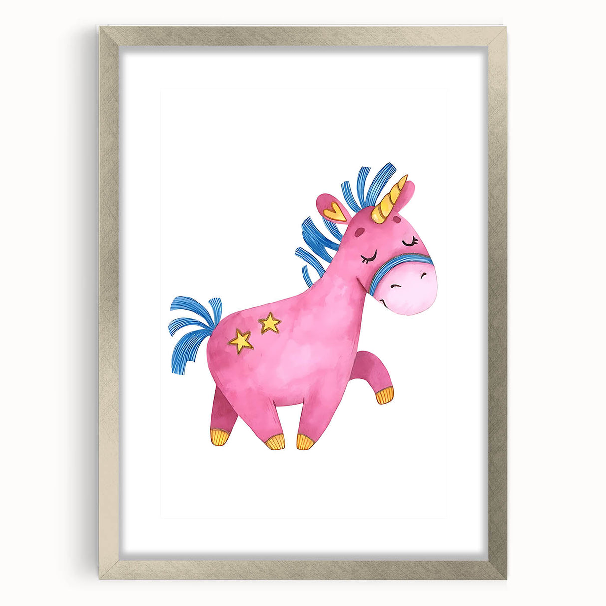 Magical Pink Unicorn Girls Room Wall Art - Fantasy Kids Decor