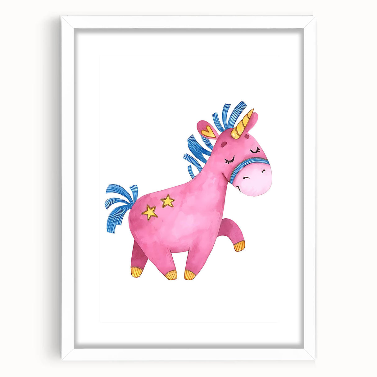 Magical Pink Unicorn Girls Room Wall Art - Fantasy Kids Decor