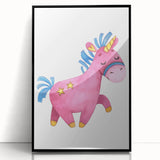 Magical Pink Unicorn Girls Room Wall Art - Fantasy Kids Decor
