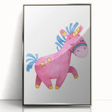 Magical Pink Unicorn Girls Room Wall Art - Fantasy Kids Decor