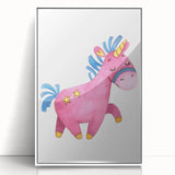 Magical Pink Unicorn Girls Room Wall Art - Fantasy Kids Decor