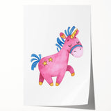 Magical Pink Unicorn Girls Room Wall Art - Fantasy Kids Decor
