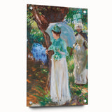 Romanticism Art: Two Girls with Parasols - Vibrant Painting by Sargent