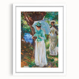 Romanticism Art: Two Girls with Parasols - Vibrant Painting by Sargent