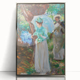 Romanticism Art: Two Girls with Parasols - Vibrant Painting by Sargent