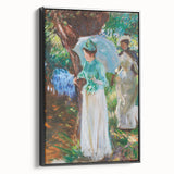 Romanticism Art: Two Girls with Parasols - Vibrant Painting by Sargent
