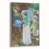 Romanticism Art: Two Girls with Parasols - Vibrant Painting by Sargent