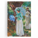Romanticism Art: Two Girls with Parasols - Vibrant Painting by Sargent