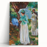 Romanticism Art: Two Girls with Parasols - Vibrant Painting by Sargent