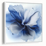 Framed canvas artwork showcasing abstract floral designs with vibrant colors, displayed in a sleek white frame, perfect for modern home decor. Ideal for adding a touch of elegance to living spaces.