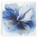 Abstract floral design on stretched canvas showcasing vibrant colors of pink, blue, and green, ideal for modern home decor or art enthusiasts.