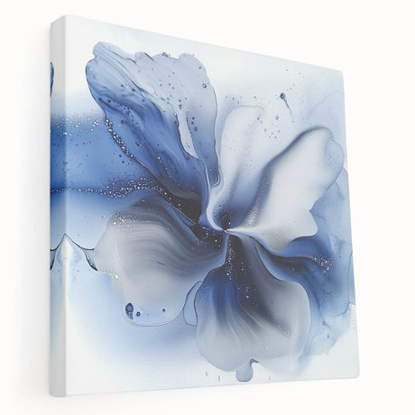 Abstract floral stretched canvas artwork showcasing vibrant colors and intricate designs, displayed in a side view to highlight the texture and depth, perfect for modern home decor.