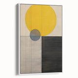 Abstract minimalist wall art in a white frame, showcasing a subtle design with soft colors, displayed from a side view against a neutral background. Perfect for modern decor.