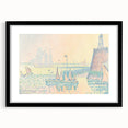 Pastel Seascape Wall Art - Soft Pointillist Evening Harbor Decor
