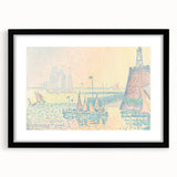 Pastel Seascape Wall Art - Soft Pointillist Evening Harbor Decor
